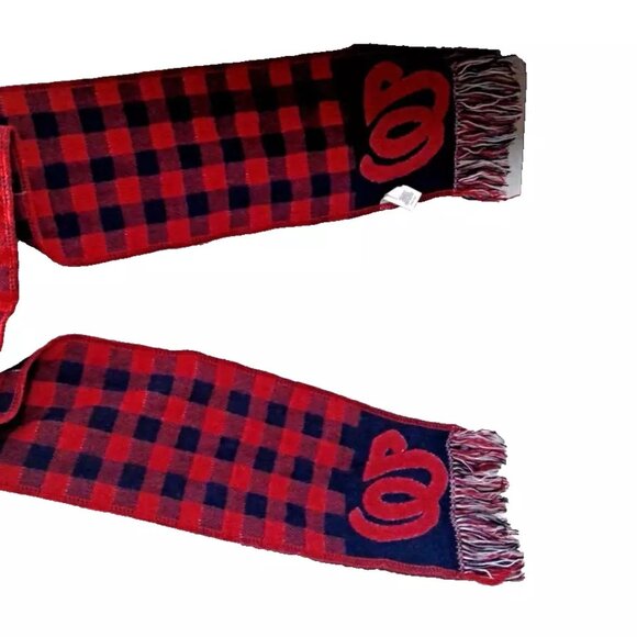 Foco Washington Nationals Scarf Red/Blue Plaid Logo Spellout Nats MLB - Picture 7 of 10